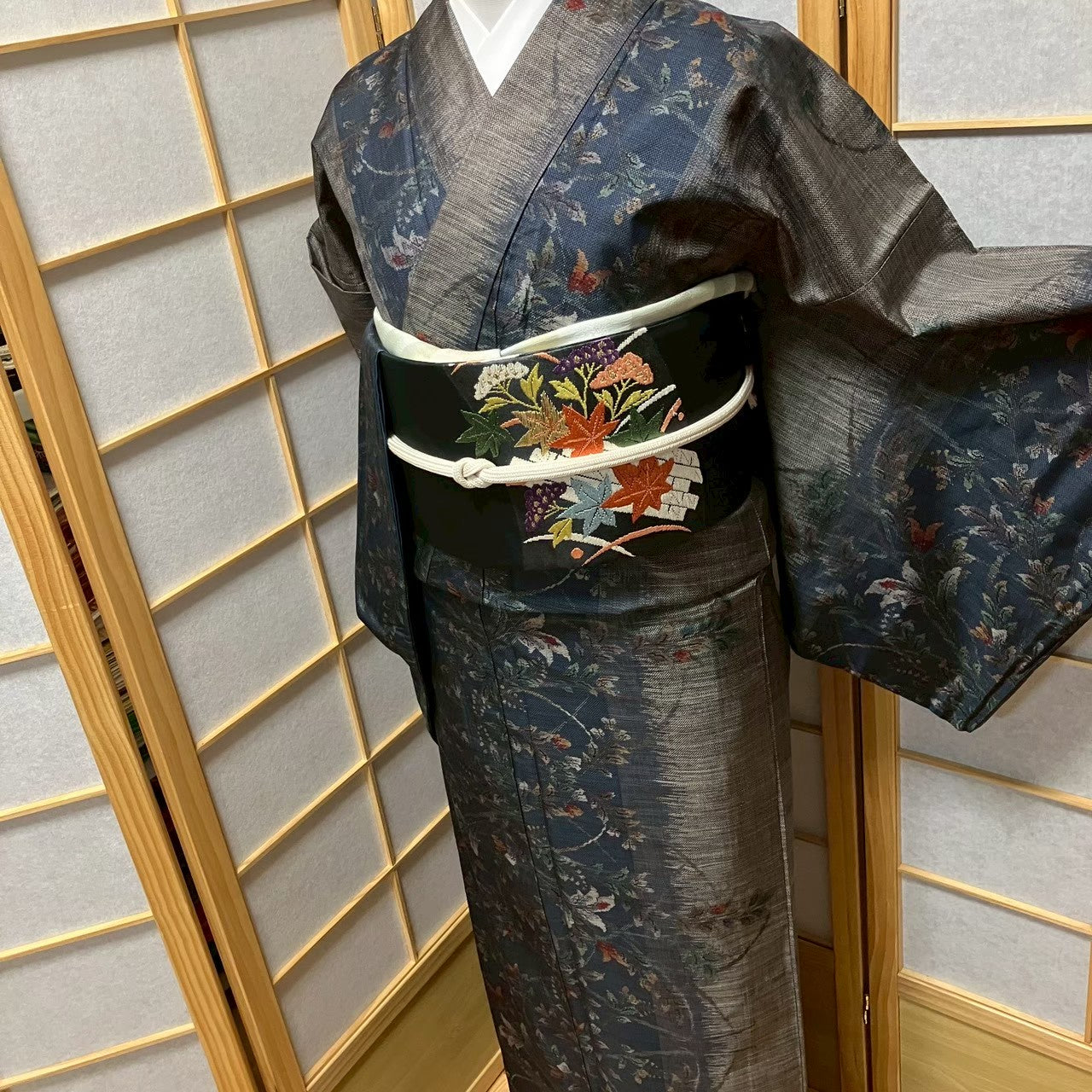 8123# Japanese Kimono Vintage Womens Silk Pongee Fabric Robe Kimono only sold