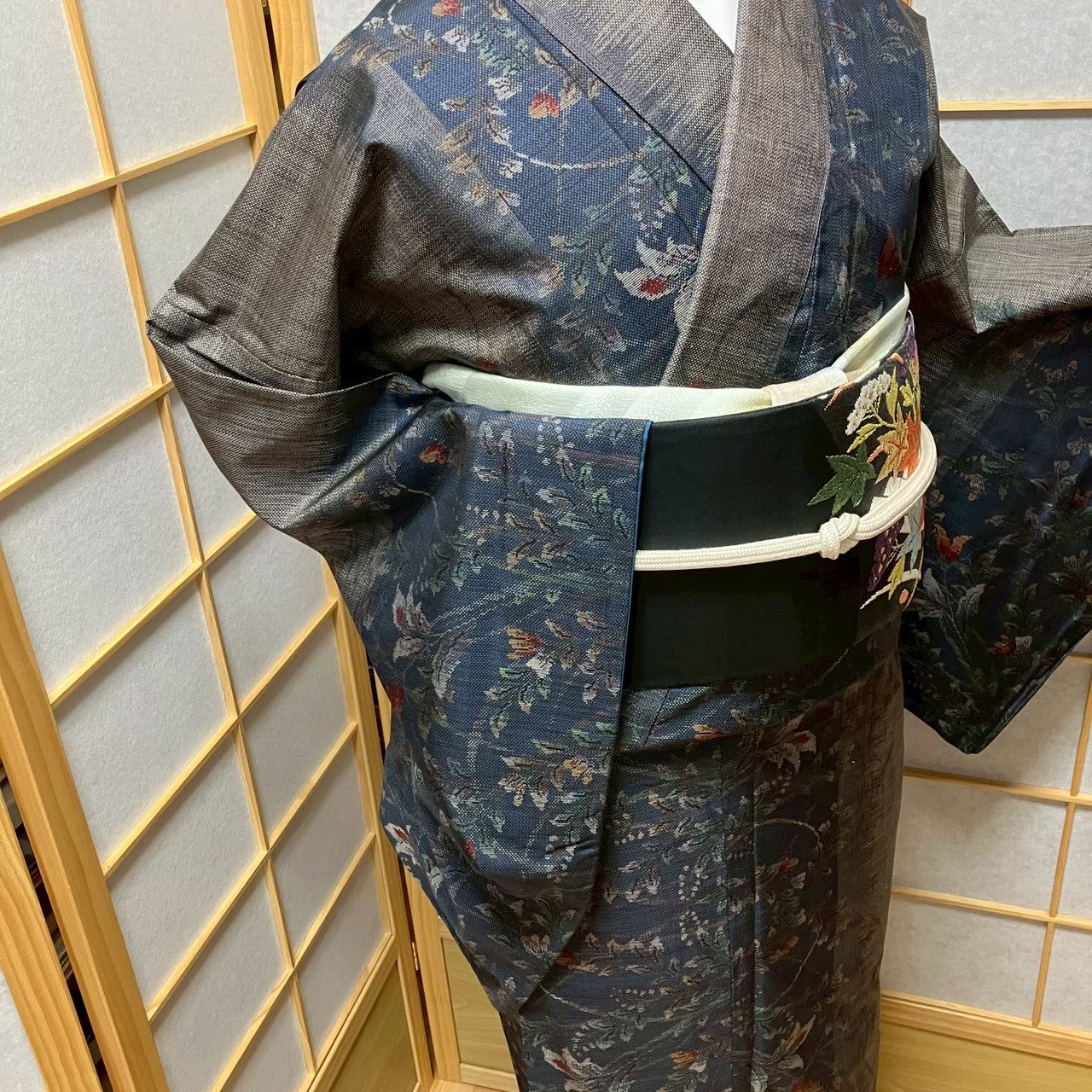 8123# Japanese Kimono Vintage Womens Silk Pongee Fabric Robe Kimono only sold