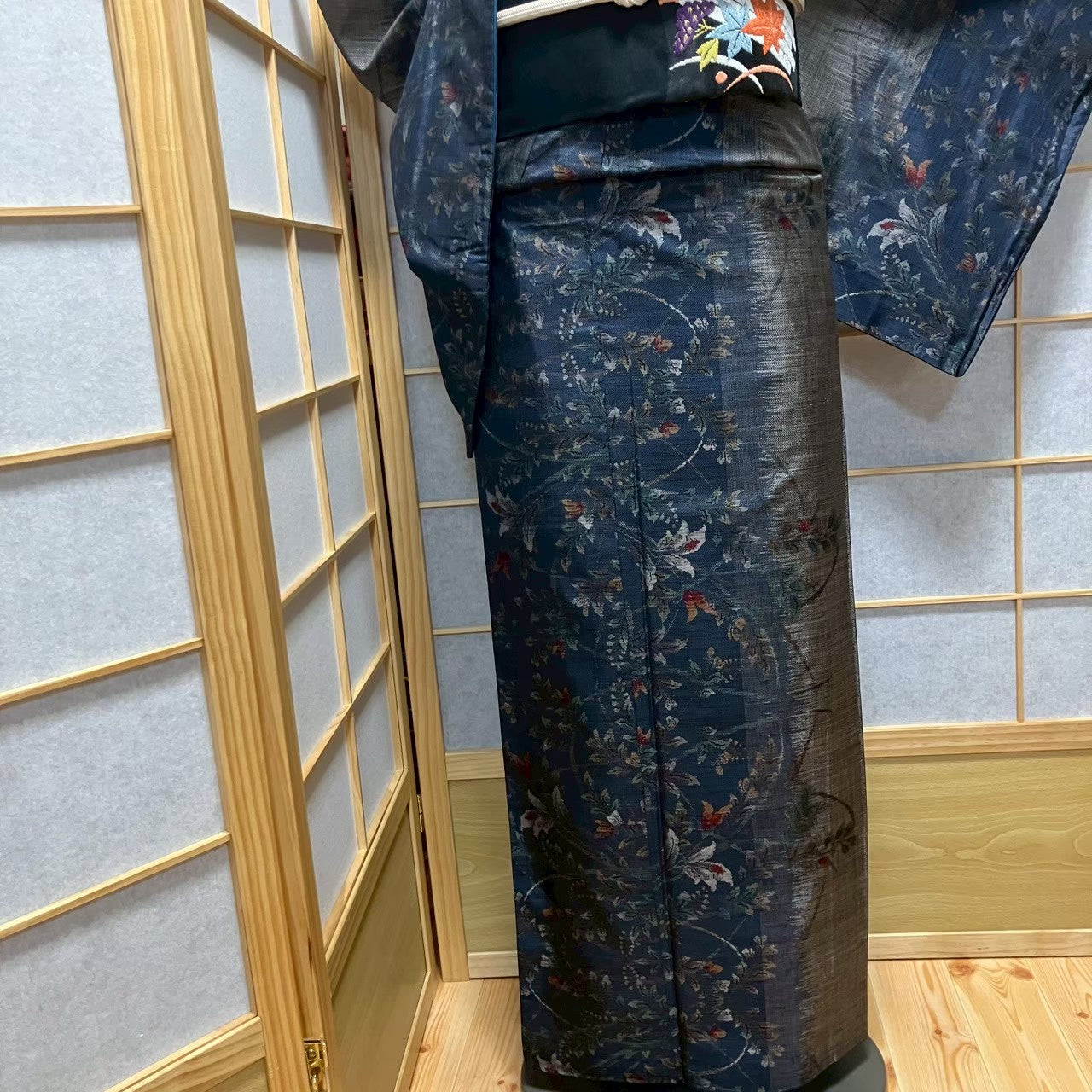 8123# Japanese Kimono Vintage Womens Silk Pongee Fabric Robe Kimono only sold