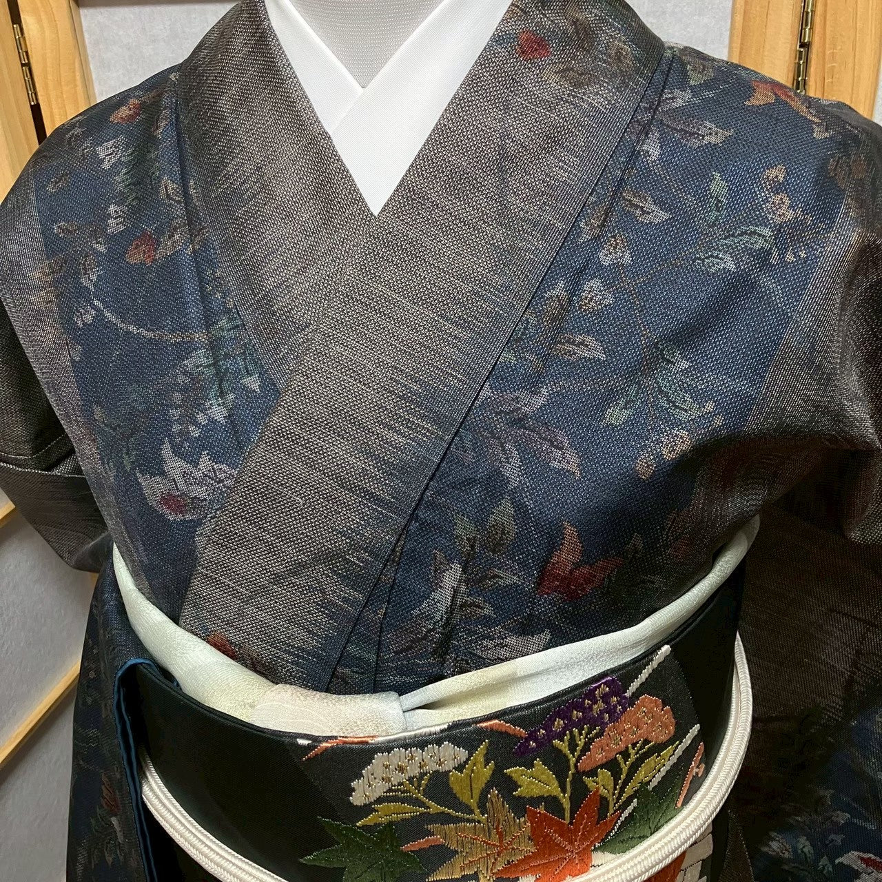 8123# Japanese Kimono Vintage Womens Silk Pongee Fabric Robe Kimono only sold