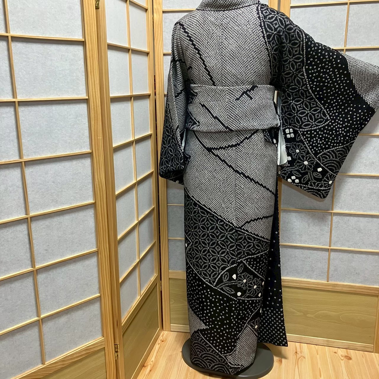 8097# Japanese Kimono Vintage Womens Silk Fabric Robe Kimono only sold Shibori