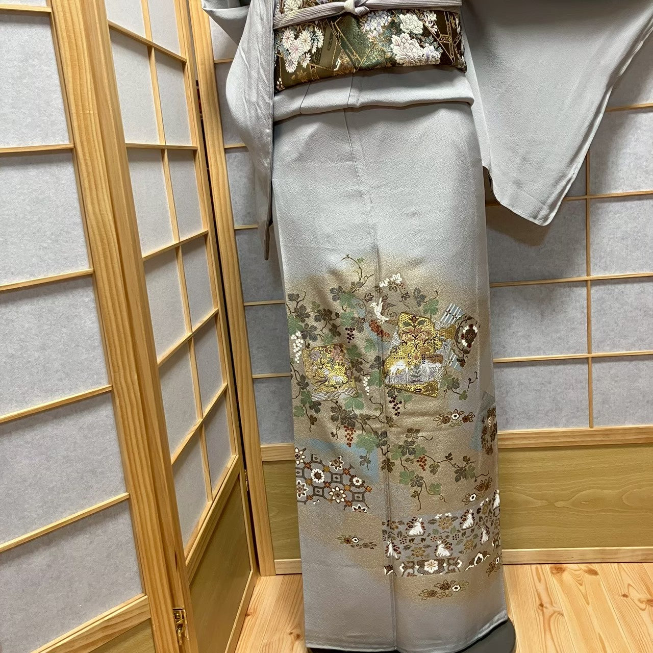 8124# Japanese Tomesode Kimono Vintage Womens Silk Fabric Robe Kimono only sold