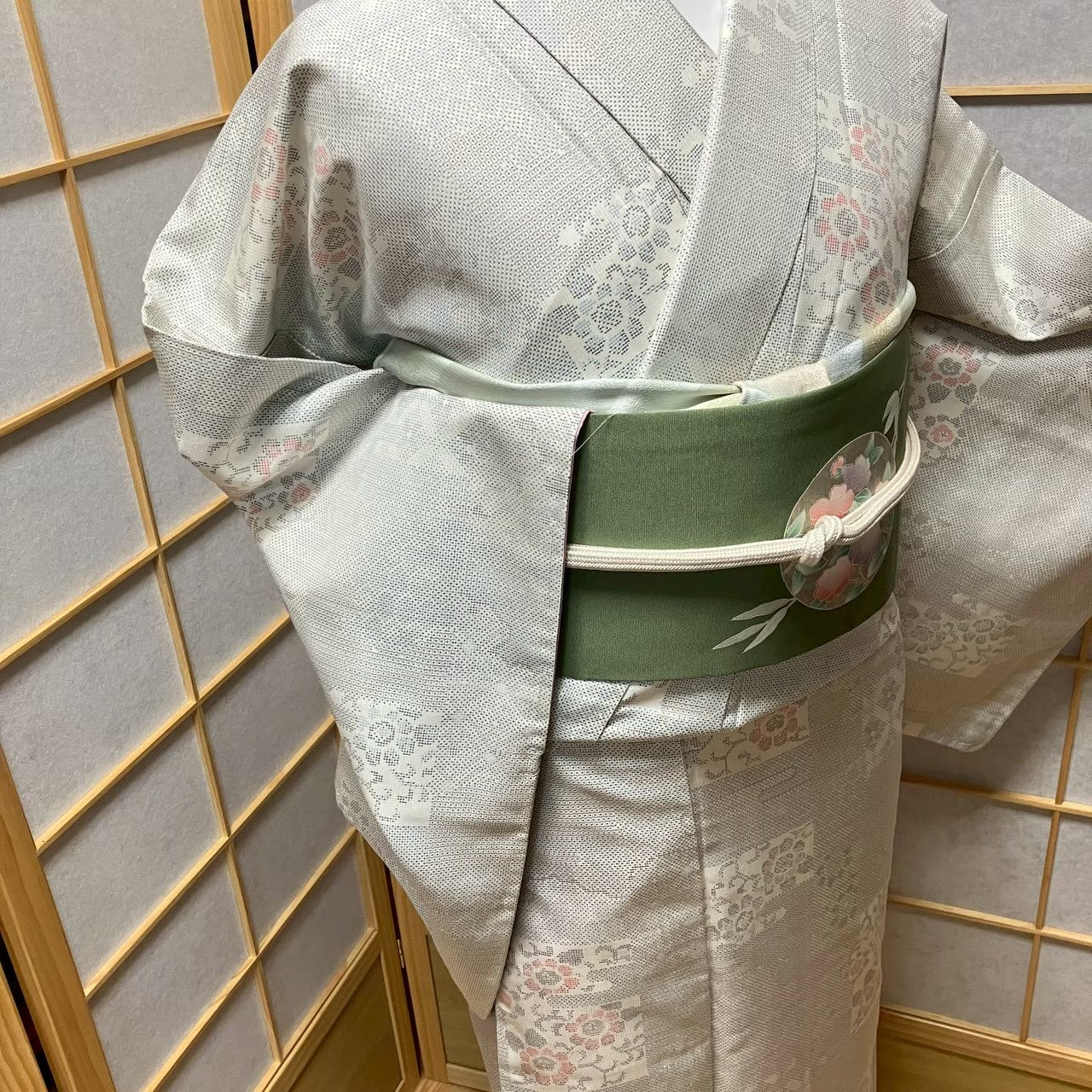 8095# Japanese Kimono Vintage Womens Silk Pongee Fabric Robe Kimono only sold