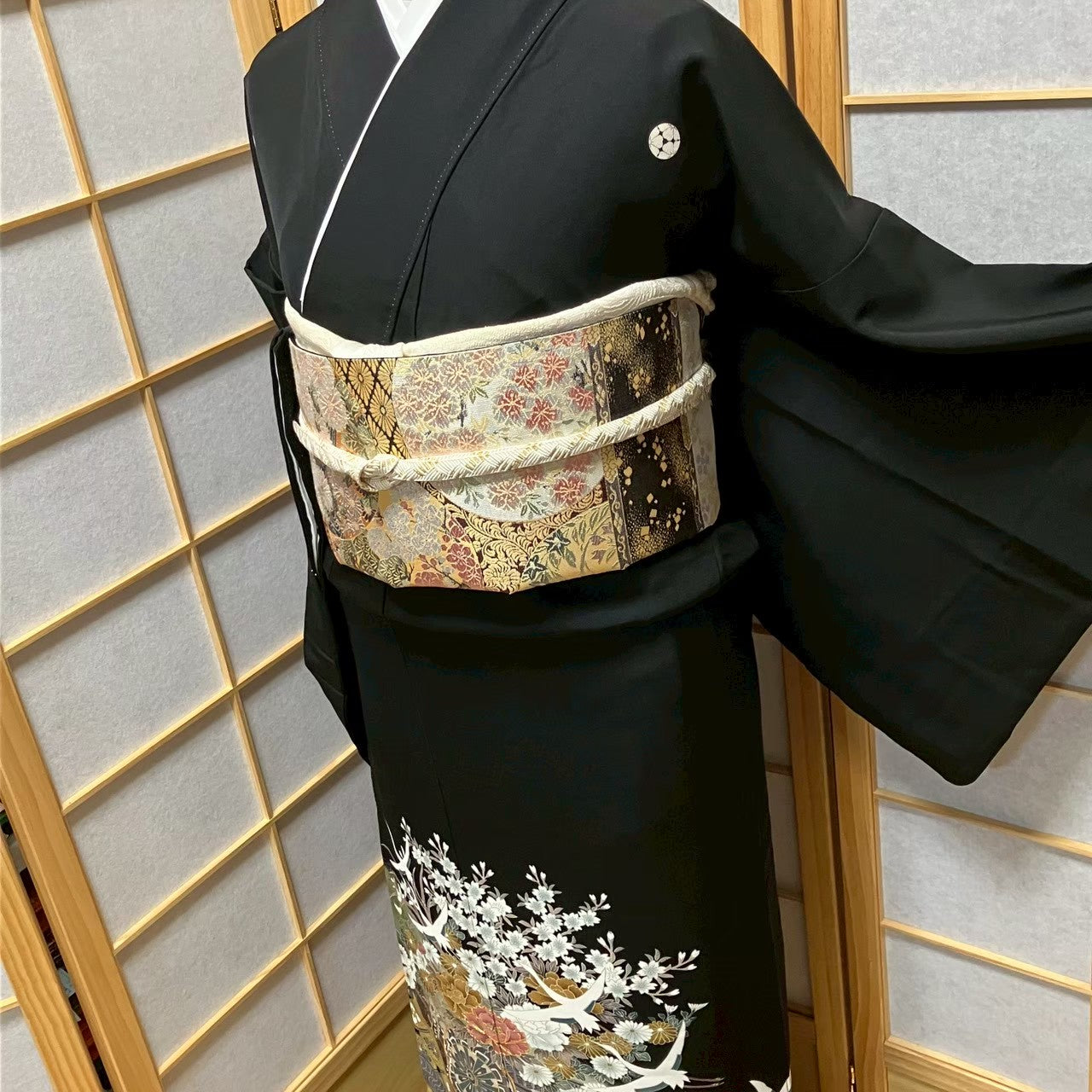 8108# Japanese Tomesode Kimono Vintage Womens Silk Fabric Robe Kimono only sold