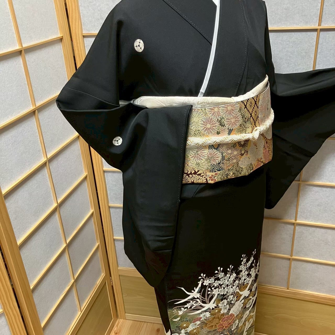 8108# Japanese Tomesode Kimono Vintage Womens Silk Fabric Robe Kimono only sold