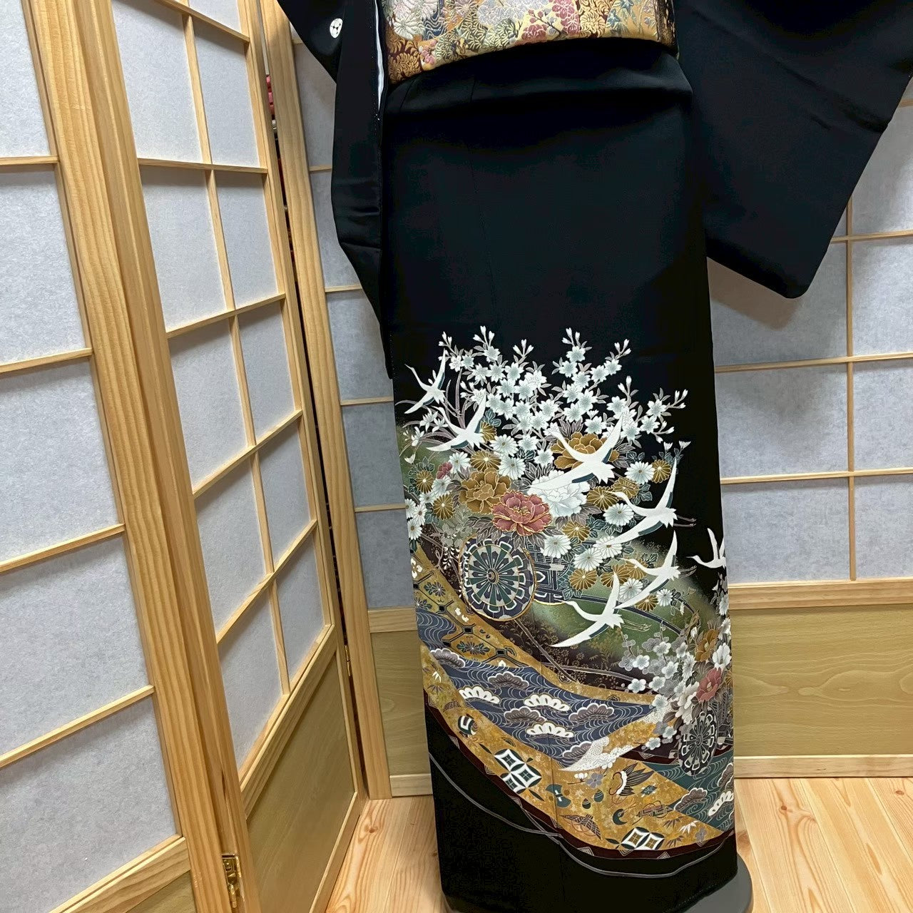 8108# Japanese Tomesode Kimono Vintage Womens Silk Fabric Robe Kimono only sold