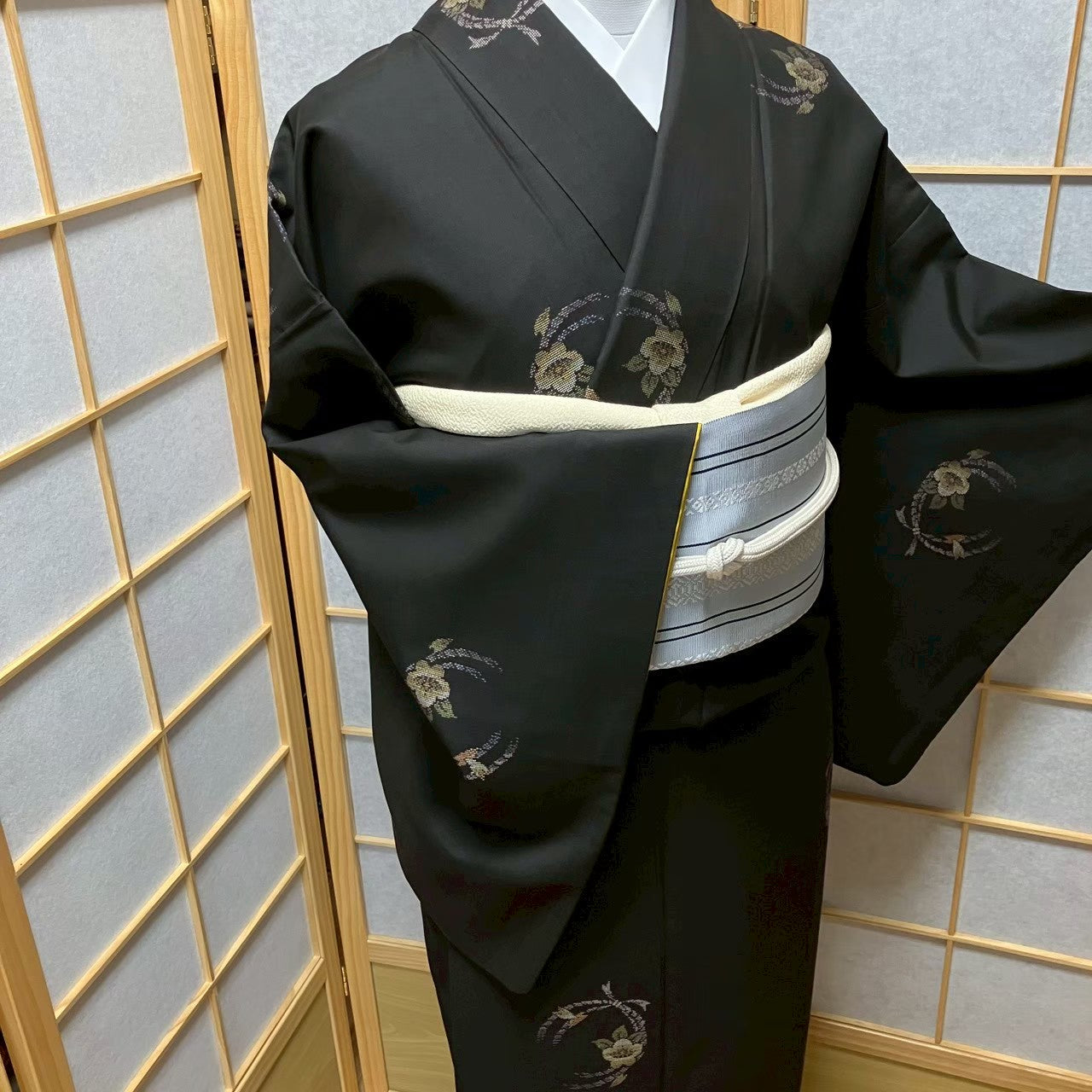 8109# Japanese Kimono Vintage Womens Silk Pongee Fabric Robe Kimono only sold
