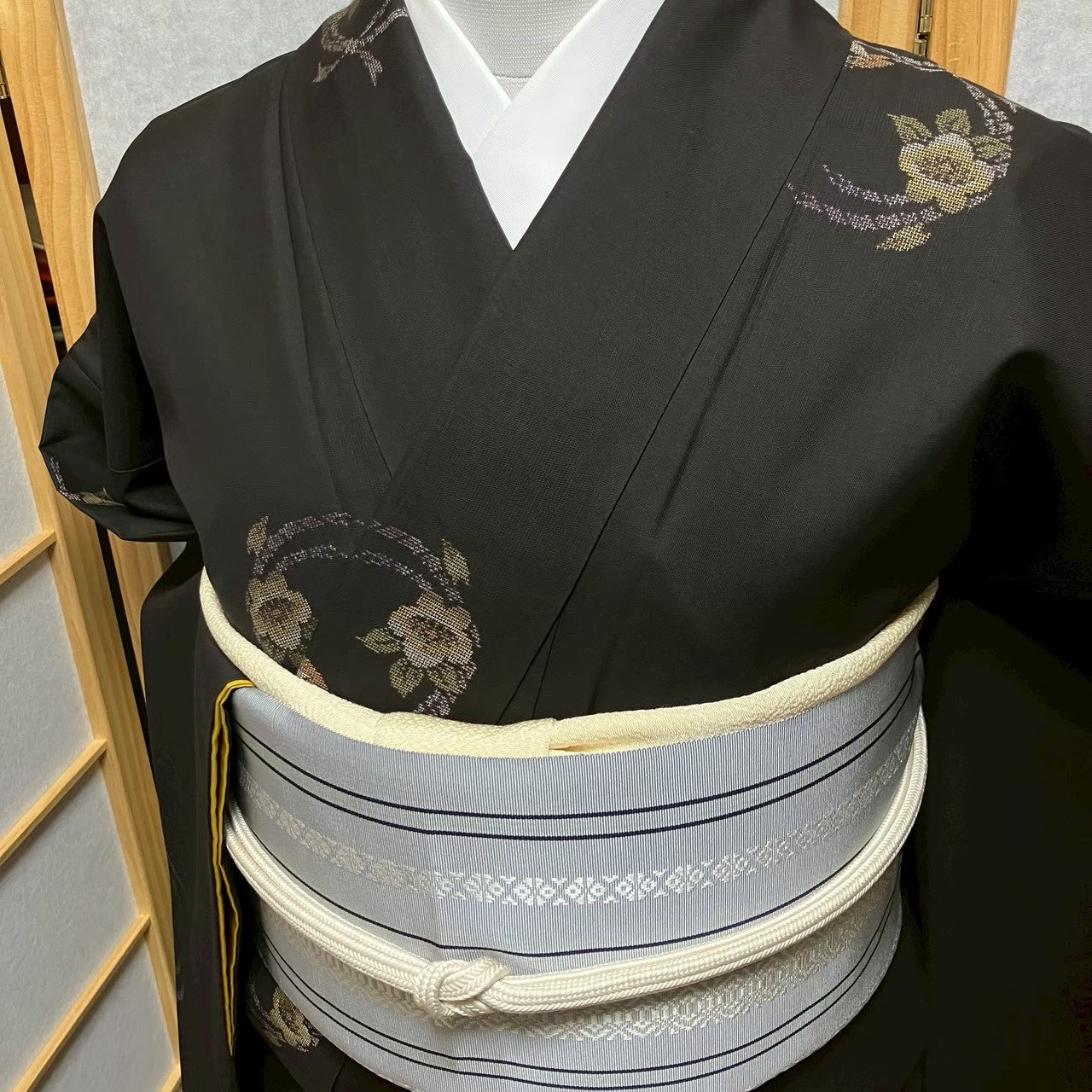 8109# Japanese Kimono Vintage Womens Silk Pongee Fabric Robe Kimono only sold