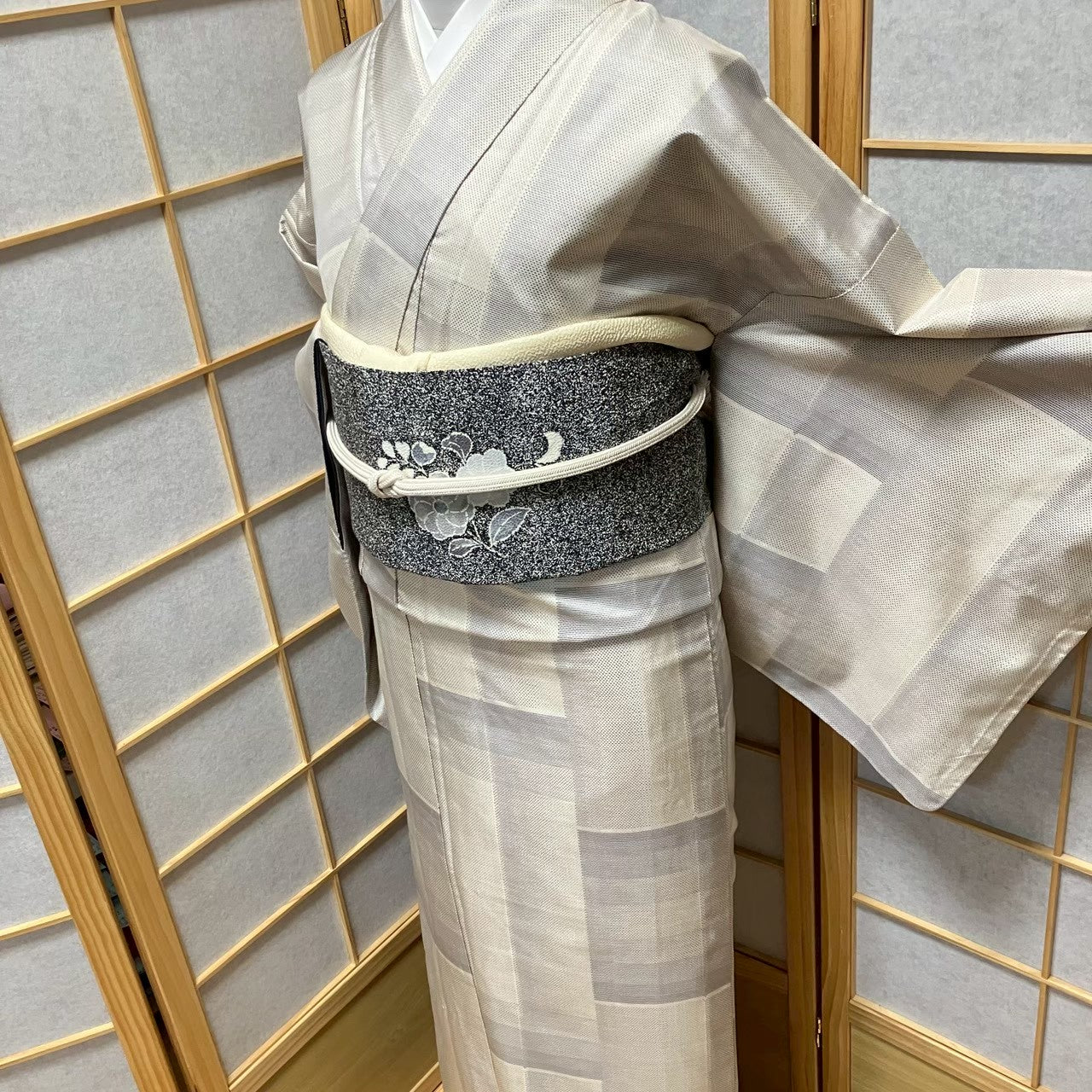 8110# Japanese Kimono Vintage Womens Silk Pongee Fabric Robe Kimono only sold