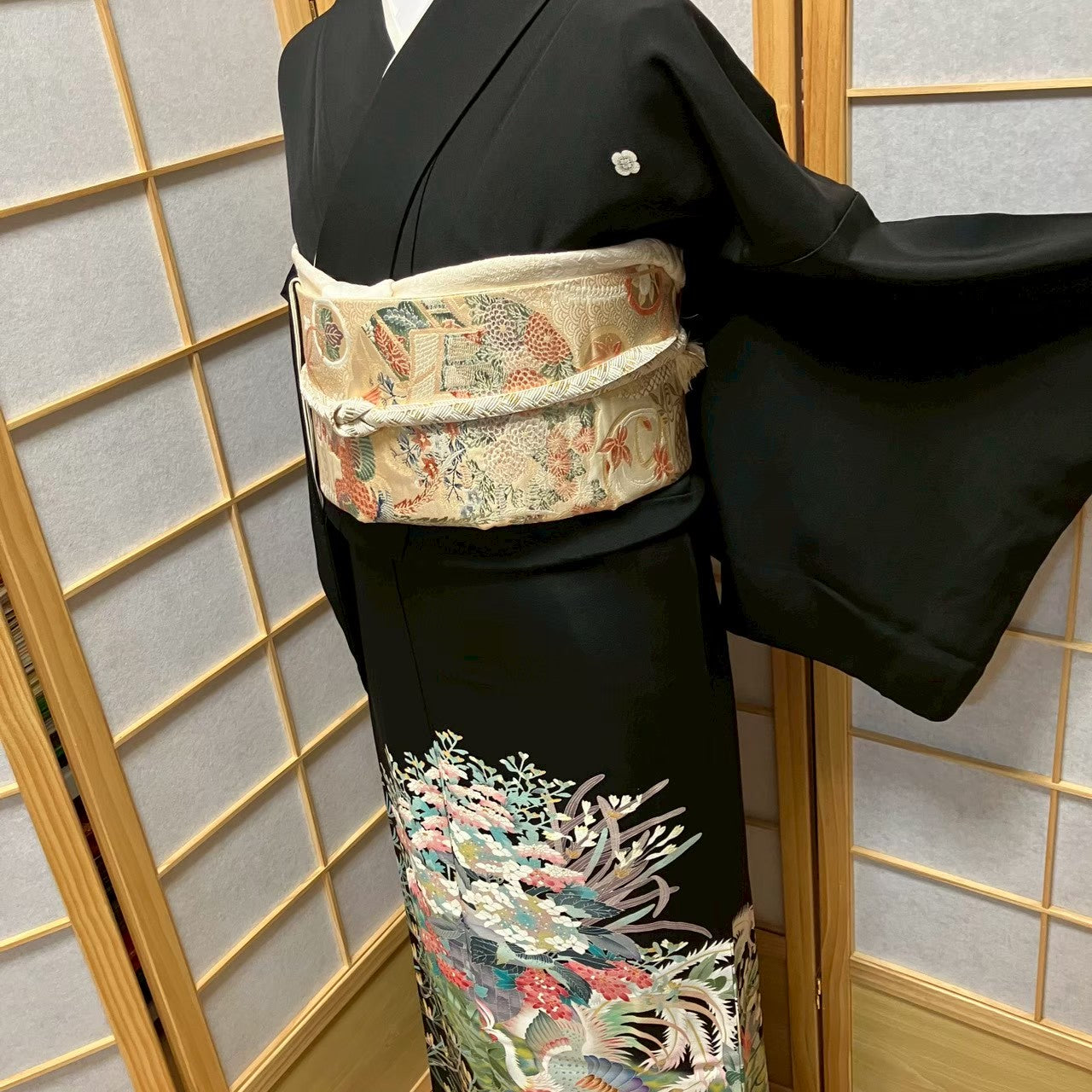 8111# Japanese Tomesode Kimono Vintage Womens Silk Fabric Robe Kimono only sold