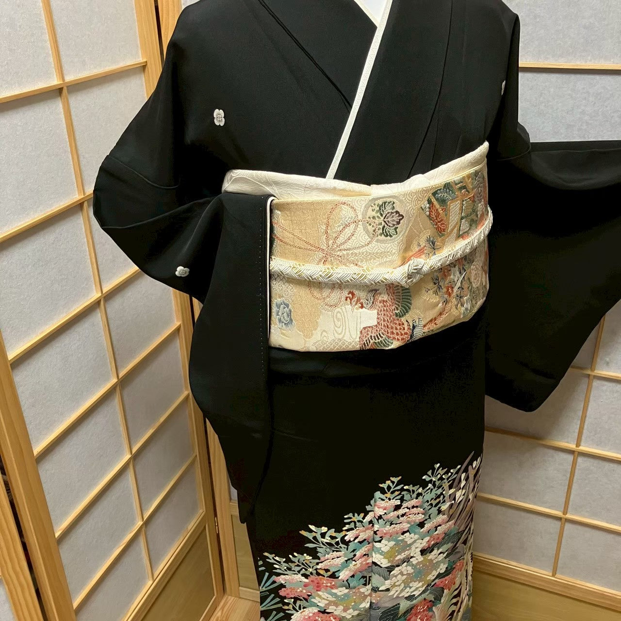 8111# Japanese Tomesode Kimono Vintage Womens Silk Fabric Robe Kimono only sold