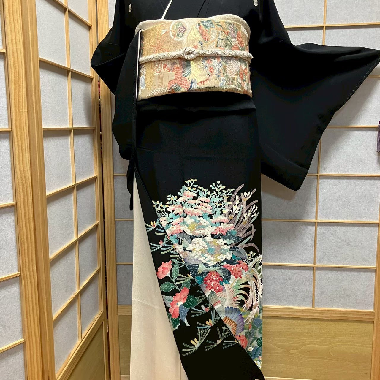 8111# Japanese Tomesode Kimono Vintage Womens Silk Fabric Robe Kimono only sold