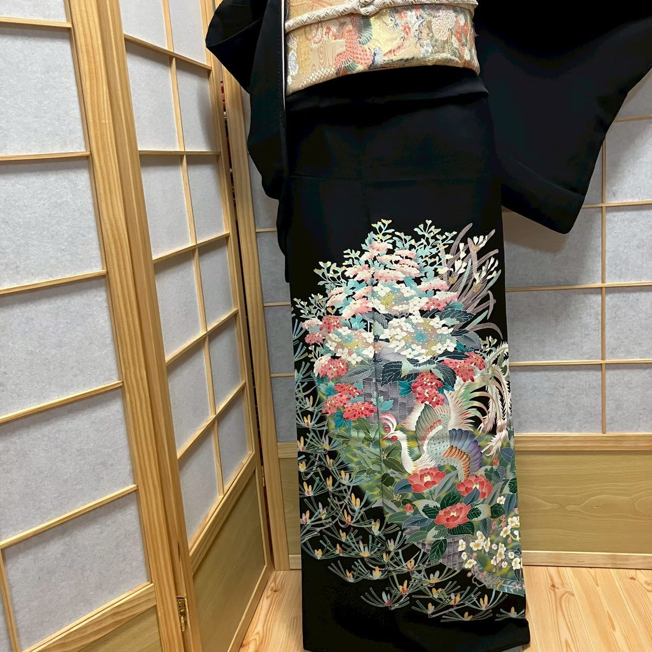8111# Japanese Tomesode Kimono Vintage Womens Silk Fabric Robe Kimono only sold