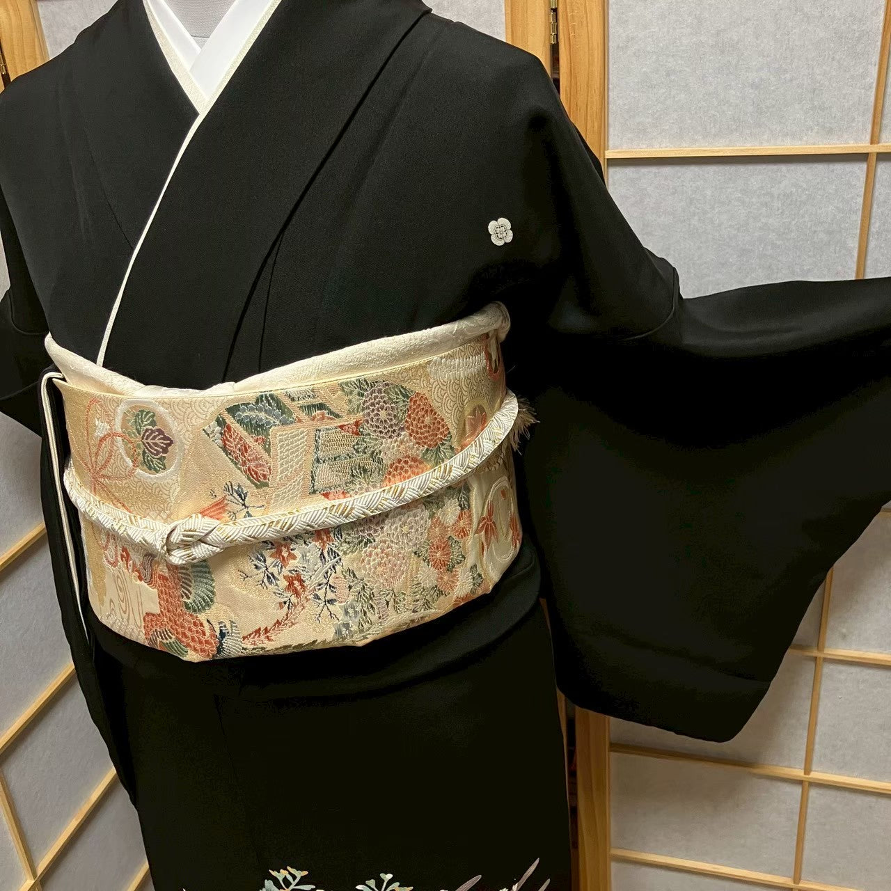 8111# Japanese Tomesode Kimono Vintage Womens Silk Fabric Robe Kimono only sold