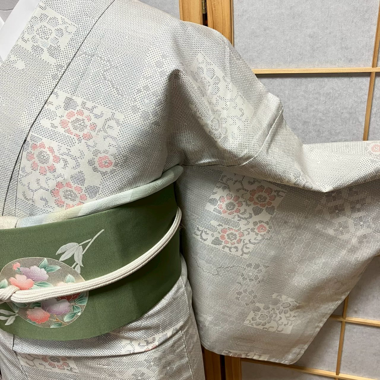 8095# Japanese Kimono Vintage Womens Silk Pongee Fabric Robe Kimono only sold