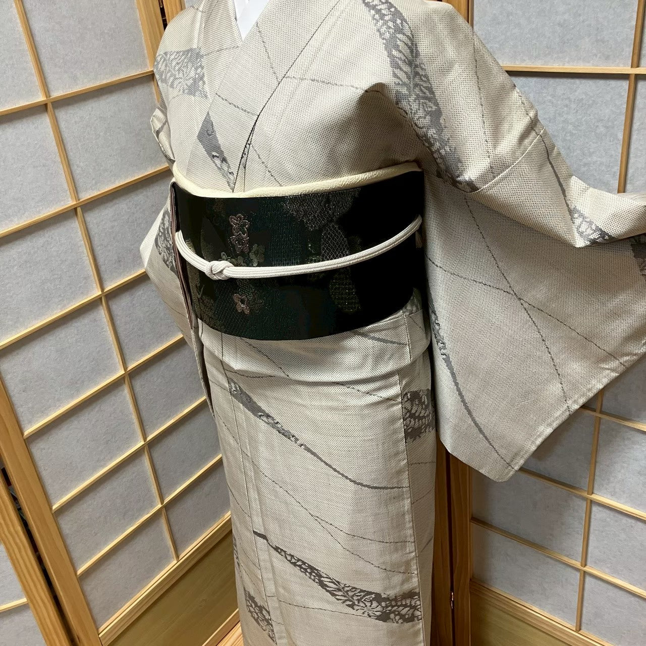 8112# Japanese Kimono Vintage Womens Silk Pongee Fabric Robe Kimono only sold