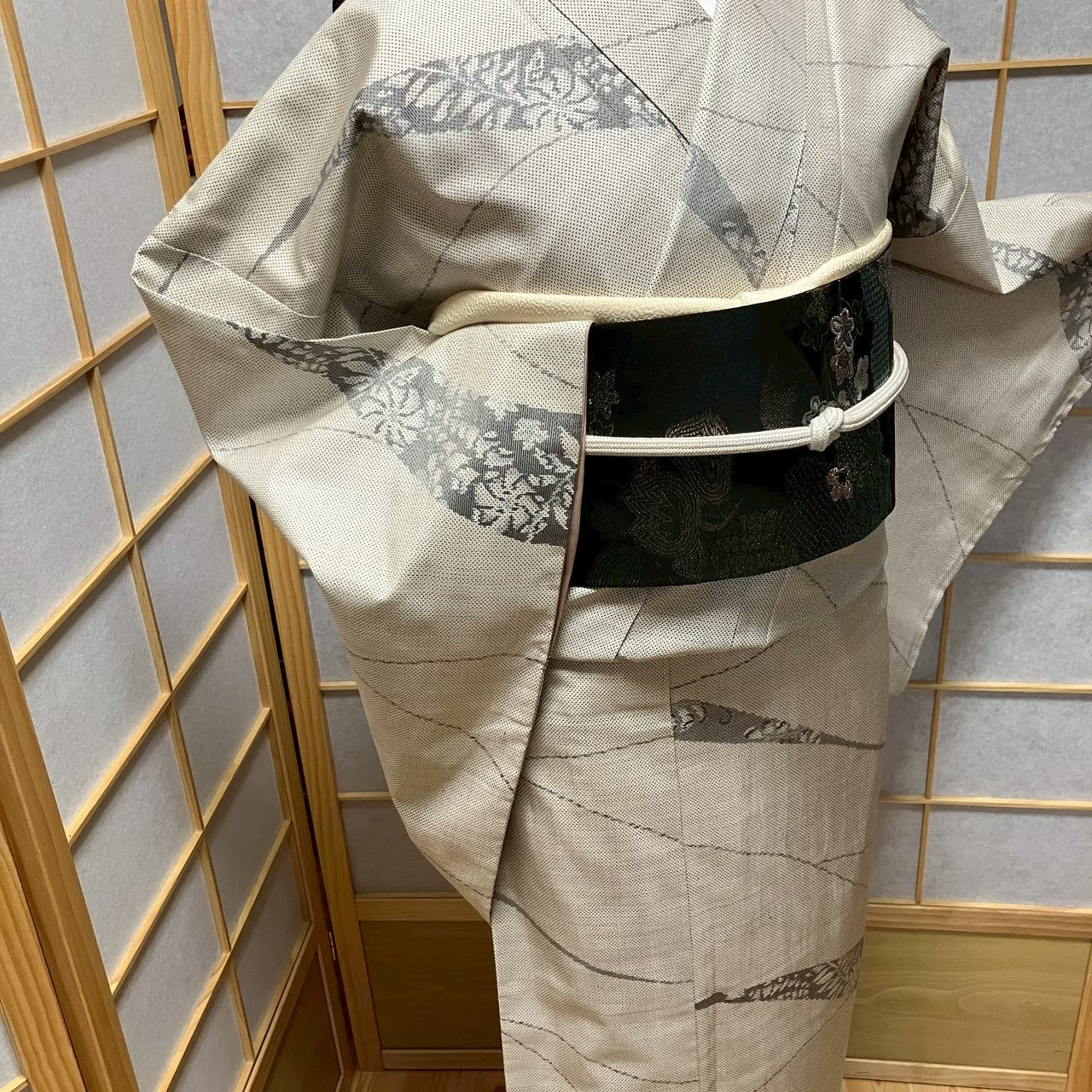 8112# Japanese Kimono Vintage Womens Silk Pongee Fabric Robe Kimono only sold