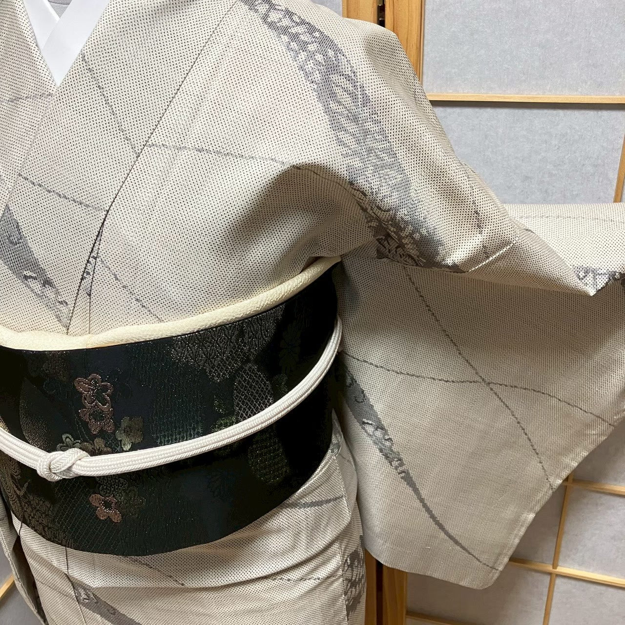 8112# Japanese Kimono Vintage Womens Silk Pongee Fabric Robe Kimono only sold