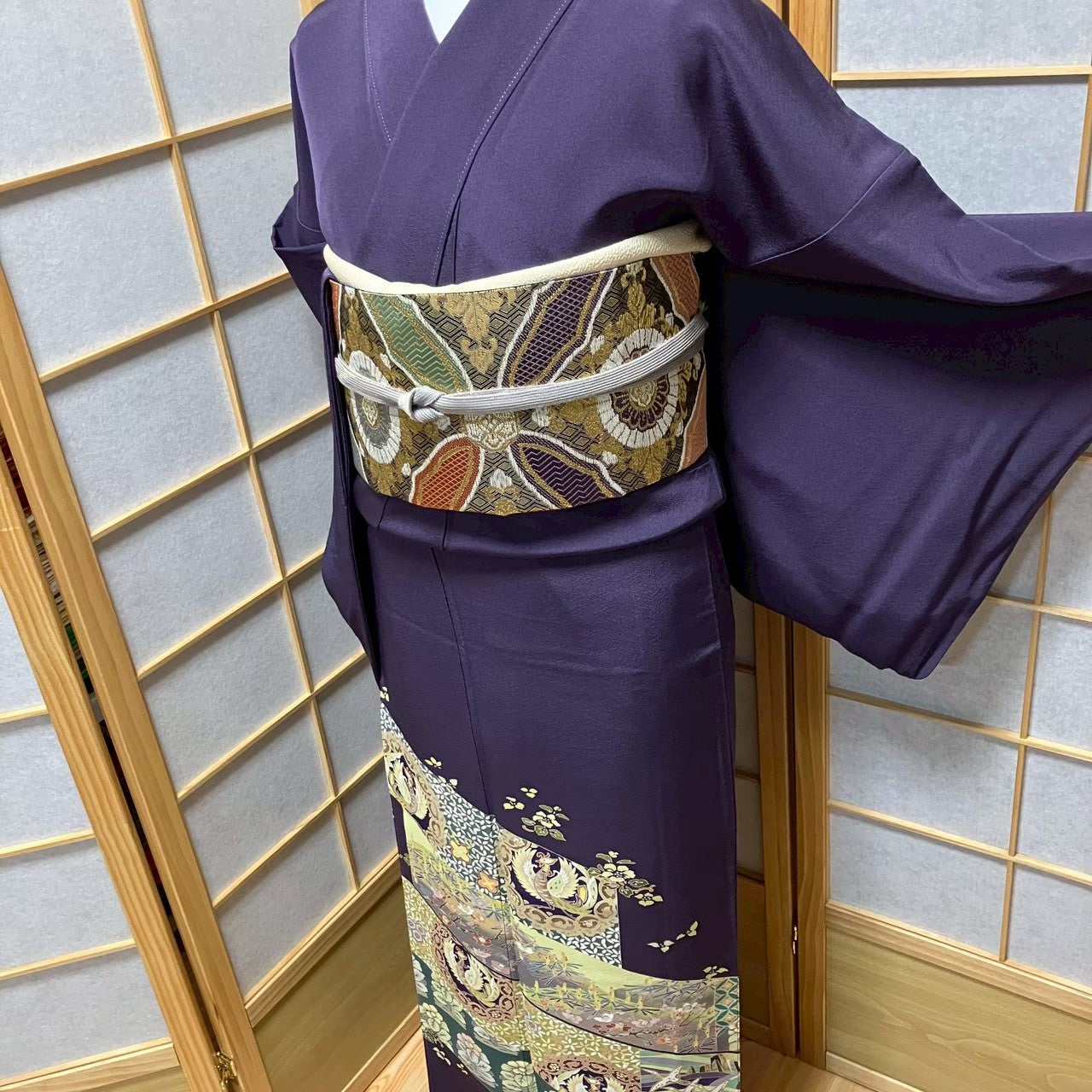 8113# Japanese Tomesode Kimono Vintage Womens Silk Fabric Robe Kimono only sold