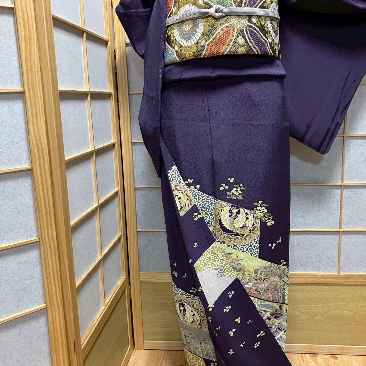 8113# Japanese Tomesode Kimono Vintage Womens Silk Fabric Robe Kimono only sold