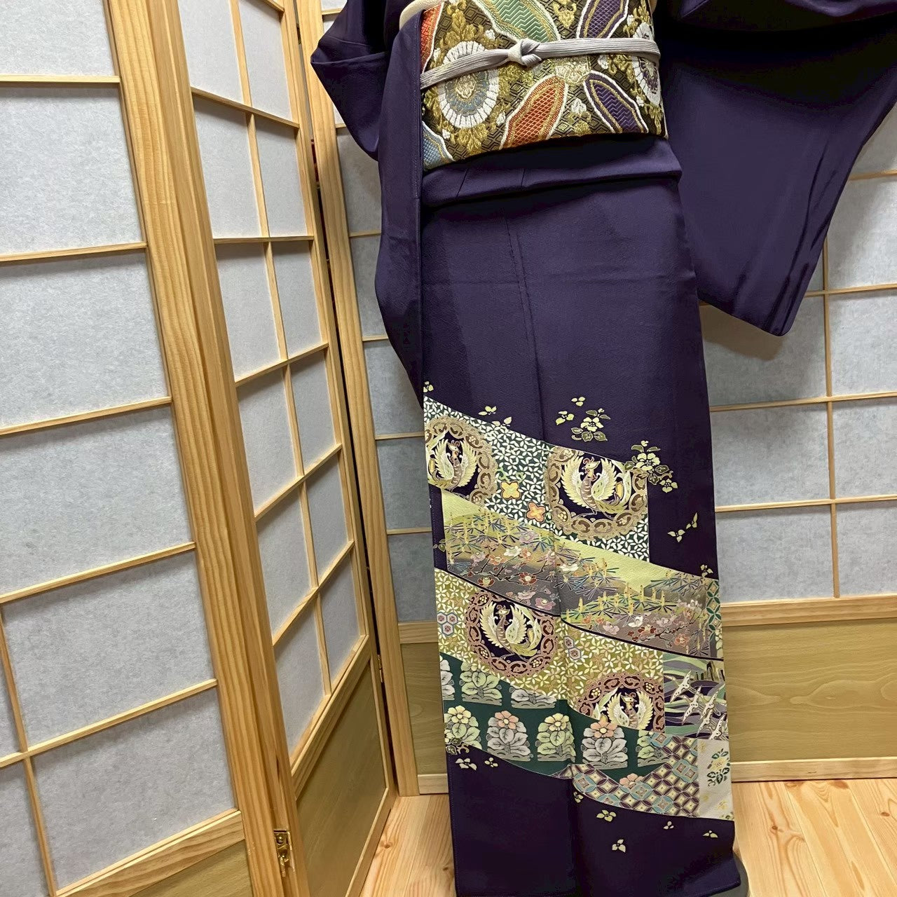 8113# Japanese Tomesode Kimono Vintage Womens Silk Fabric Robe Kimono only sold