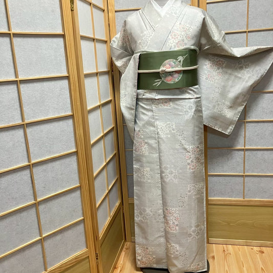 8095# Japanese Kimono Vintage Womens Silk Pongee Fabric Robe Kimono only sold