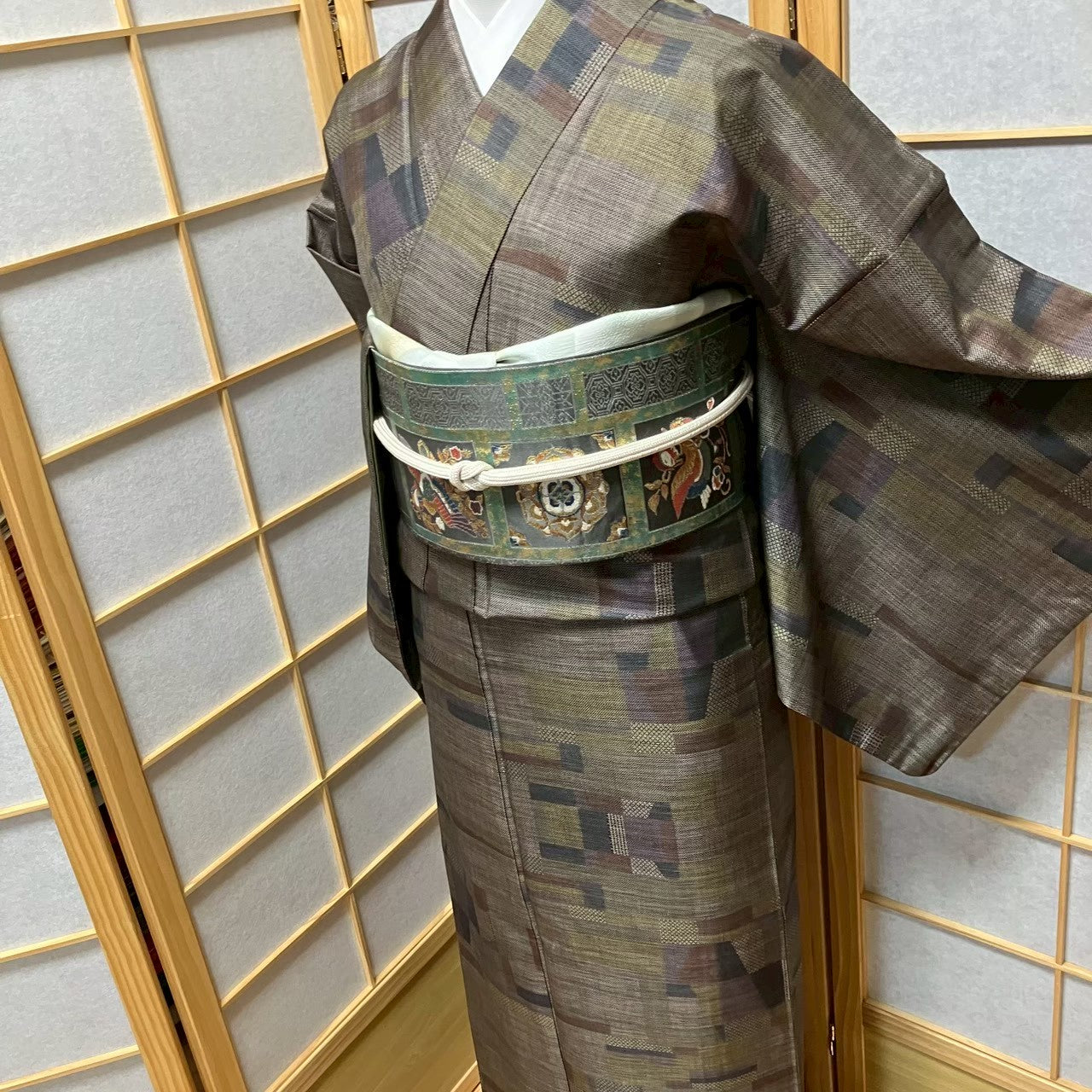8125# Japanese Kimono Vintage Womens Silk Pongee Fabric Robe Kimono only sold