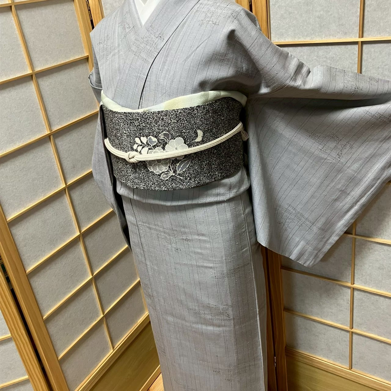 8126# Japanese Kimono Vintage Womens Silk Pongee Fabric Robe Kimono only sold