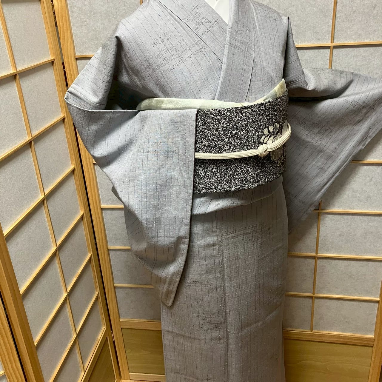 8126# Japanese Kimono Vintage Womens Silk Pongee Fabric Robe Kimono only sold
