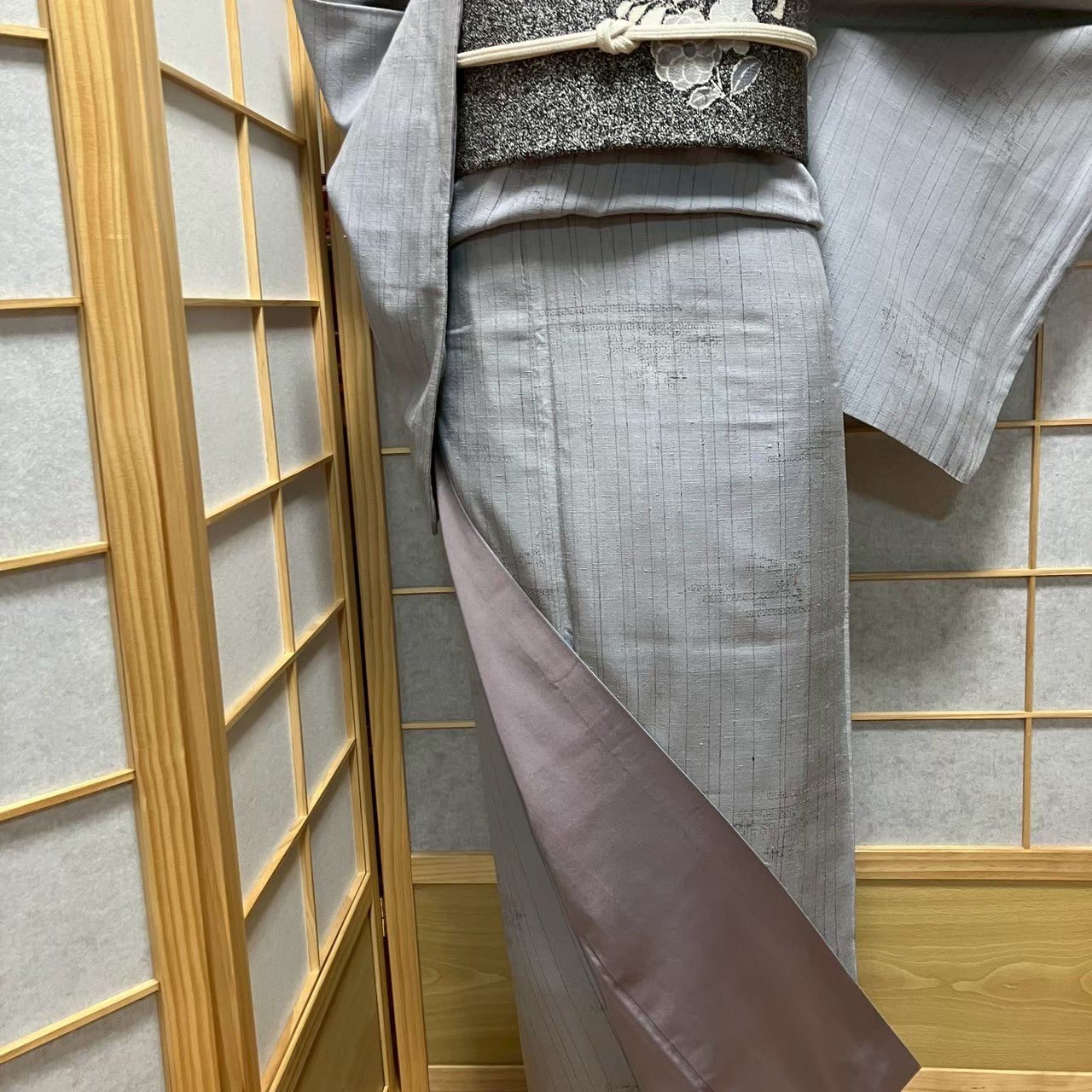 8126# Japanese Kimono Vintage Womens Silk Pongee Fabric Robe Kimono only sold
