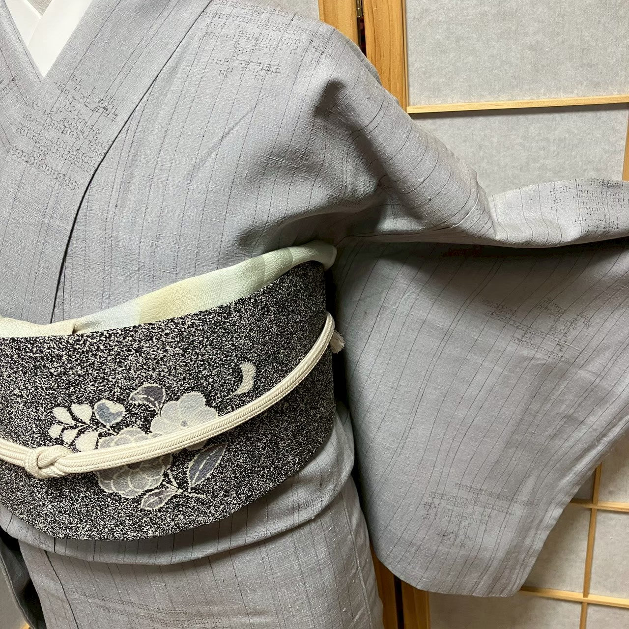 8126# Japanese Kimono Vintage Womens Silk Pongee Fabric Robe Kimono only sold