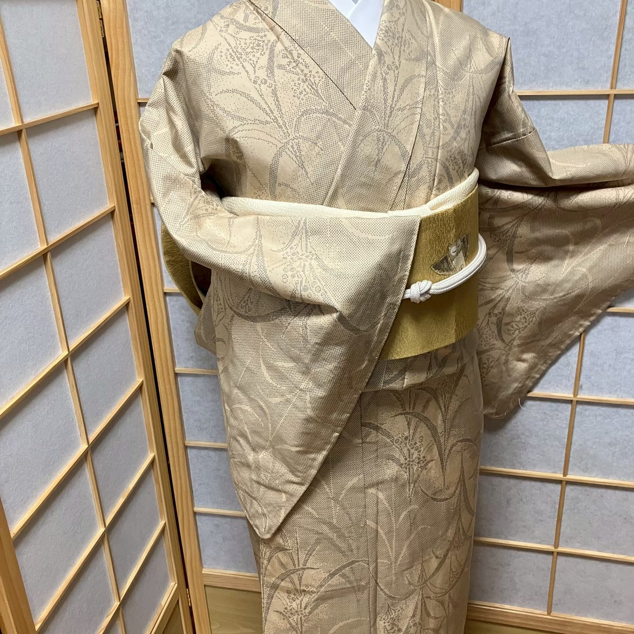 8127# Japanese Kimono Vintage Womens Silk Pongee Fabric Robe Kimono only sold