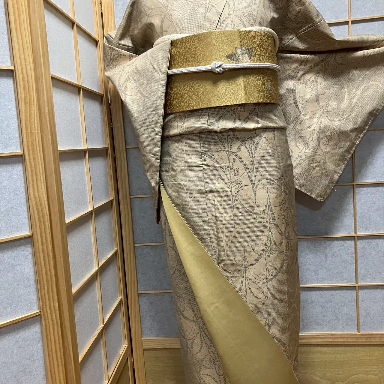 8127# Japanese Kimono Vintage Womens Silk Pongee Fabric Robe Kimono only sold