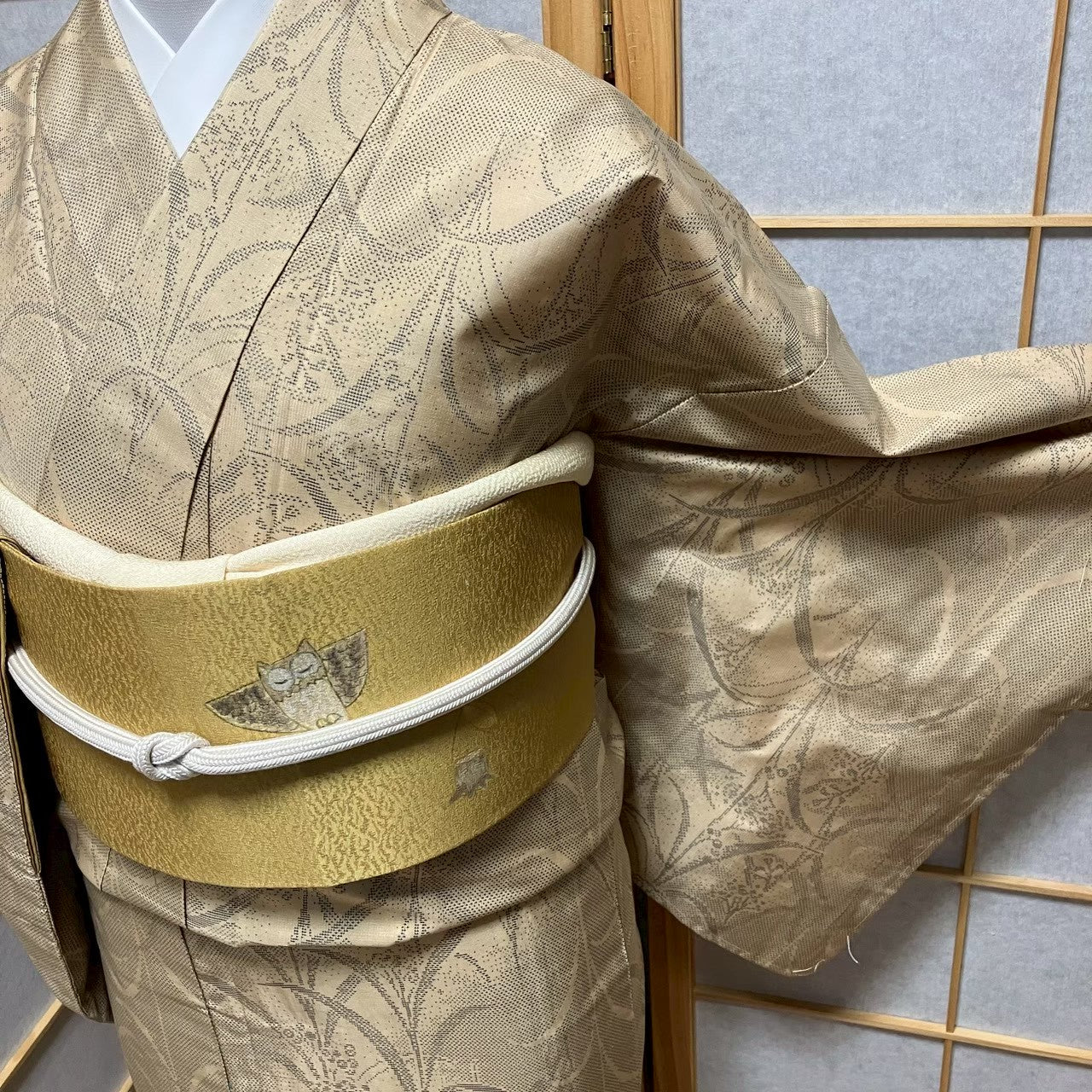 8127# Japanese Kimono Vintage Womens Silk Pongee Fabric Robe Kimono only sold