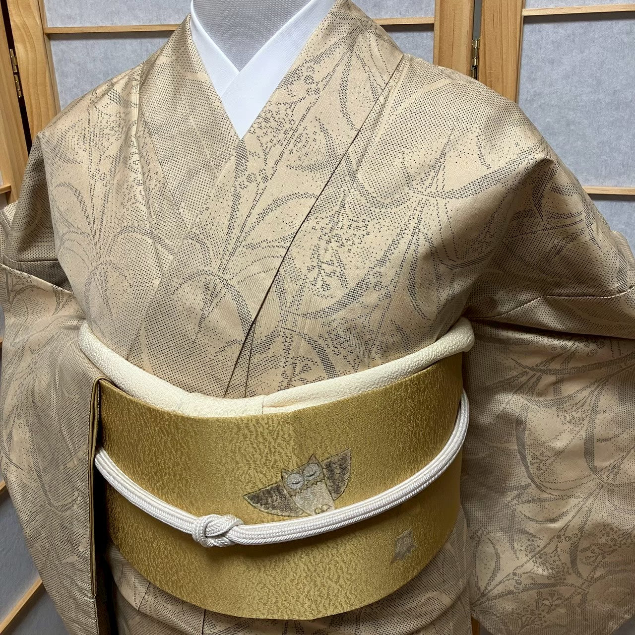 8127# Japanese Kimono Vintage Womens Silk Pongee Fabric Robe Kimono only sold
