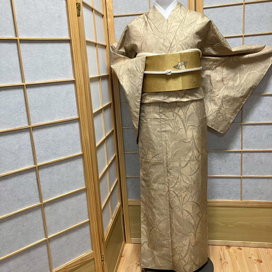 8127# Japanese Kimono Vintage Womens Silk Pongee Fabric Robe Kimono only sold