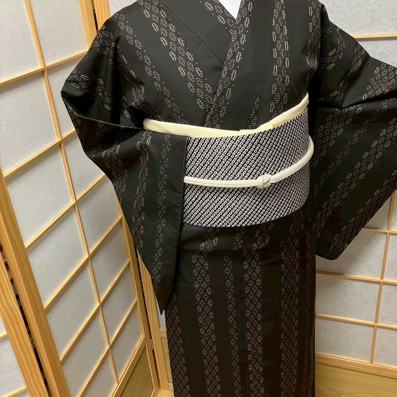 8128# Japanese Kimono Vintage Womens Silk Pongee Fabric Robe Kimono only sold
