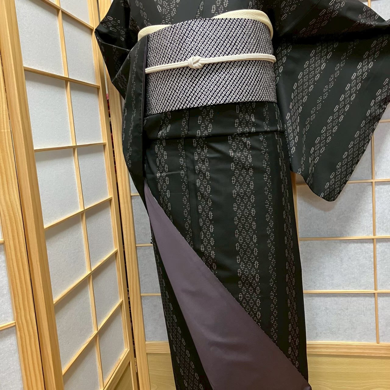 8128# Japanese Kimono Vintage Womens Silk Pongee Fabric Robe Kimono only sold