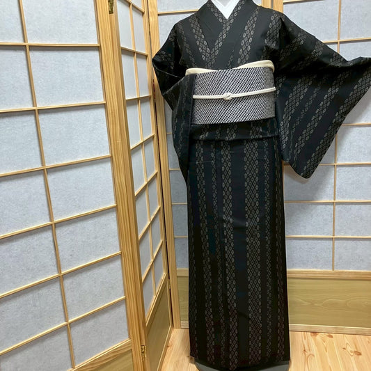 8128# Japanese Kimono Vintage Womens Silk Pongee Fabric Robe Kimono only sold