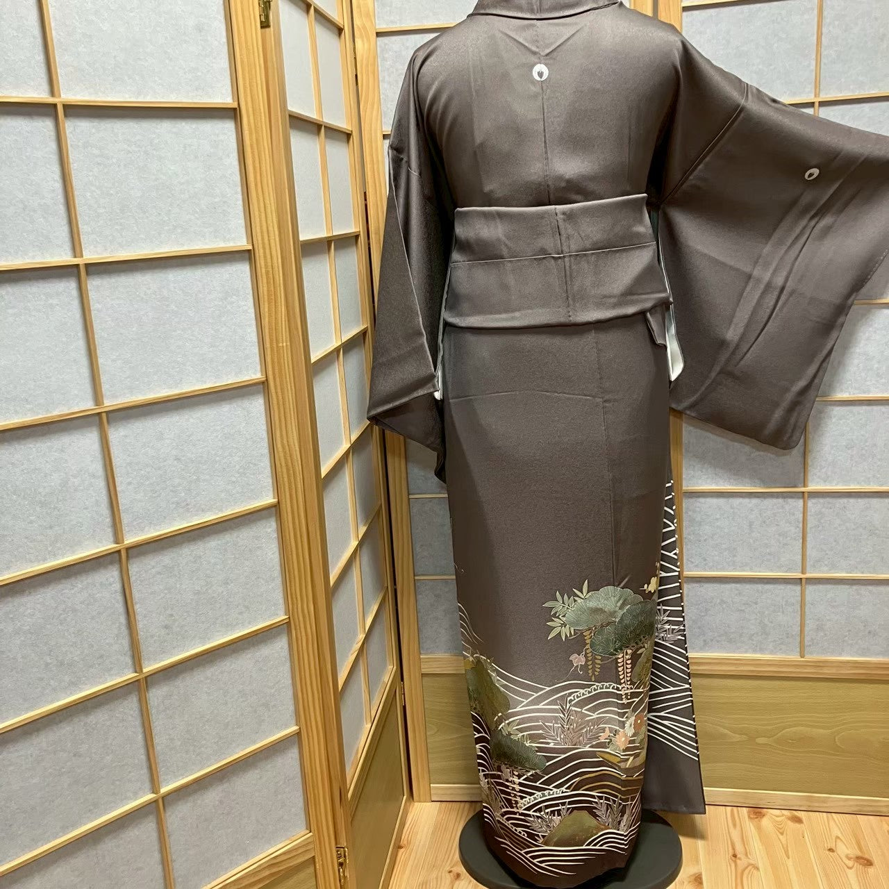8129# Japanese Tomesode Kimono Vintage Womens Silk Fabric Robe Kimono only sold