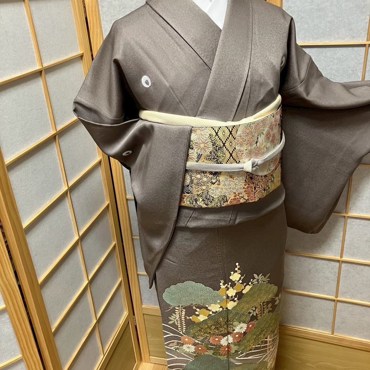 8129# Japanese Tomesode Kimono Vintage Womens Silk Fabric Robe Kimono only sold