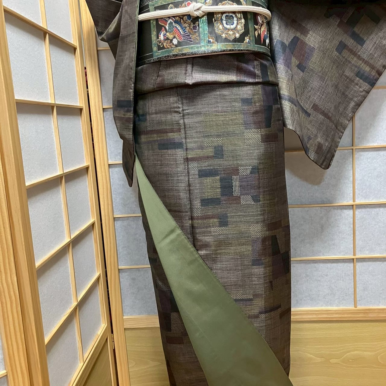 8125# Japanese Kimono Vintage Womens Silk Pongee Fabric Robe Kimono only sold
