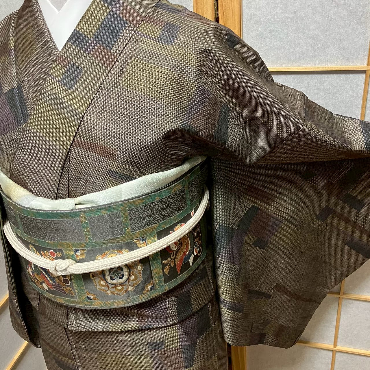 8125# Japanese Kimono Vintage Womens Silk Pongee Fabric Robe Kimono only sold