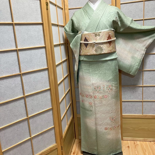 8140# Japanese Kimono Vintage Womens Silk Fabric Robe Kimono only sold
