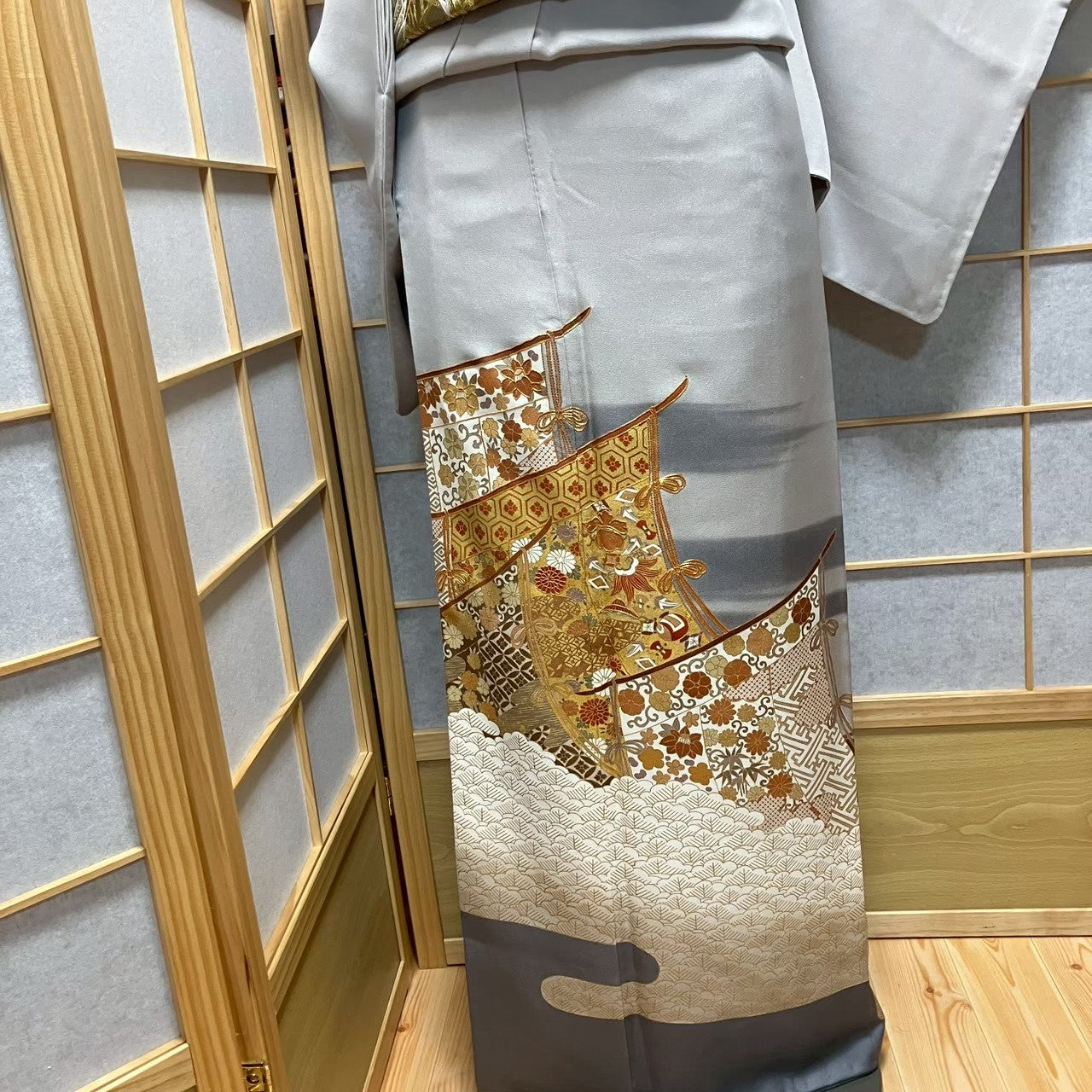 8150# Japanese Tomesode Kimono Vintage Womens Silk Fabric Robe Kimono only sold