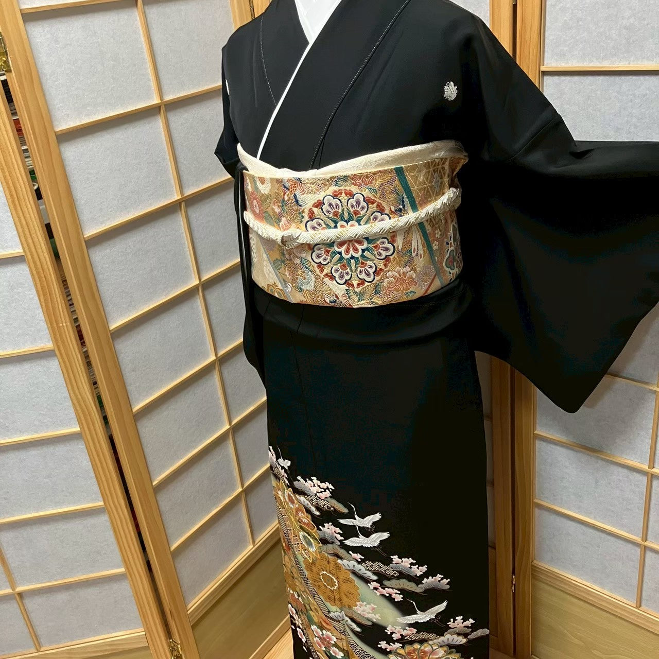 8151# Japanese Tomesode Kimono Vintage Womens Silk Fabric Robe Kimono only sold