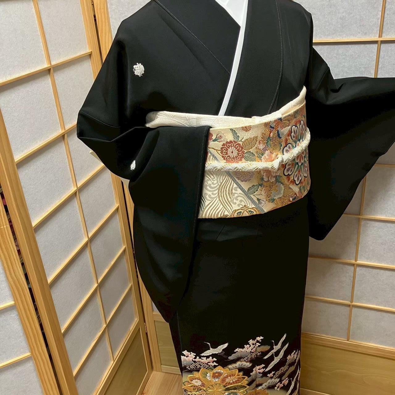 8151# Japanese Tomesode Kimono Vintage Womens Silk Fabric Robe Kimono only sold