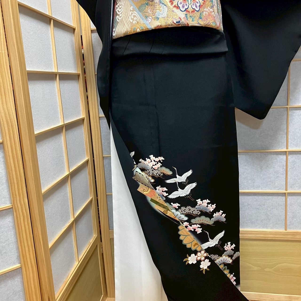 8151# Japanese Tomesode Kimono Vintage Womens Silk Fabric Robe Kimono only sold