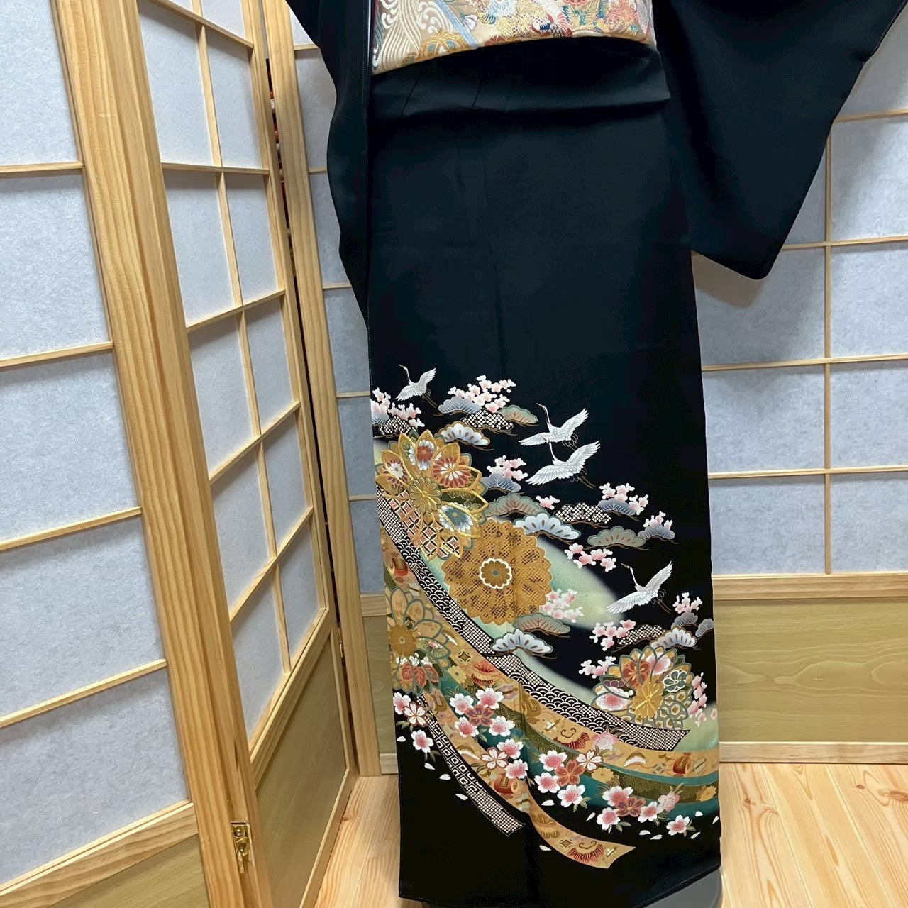 8151# Japanese Tomesode Kimono Vintage Womens Silk Fabric Robe Kimono only sold