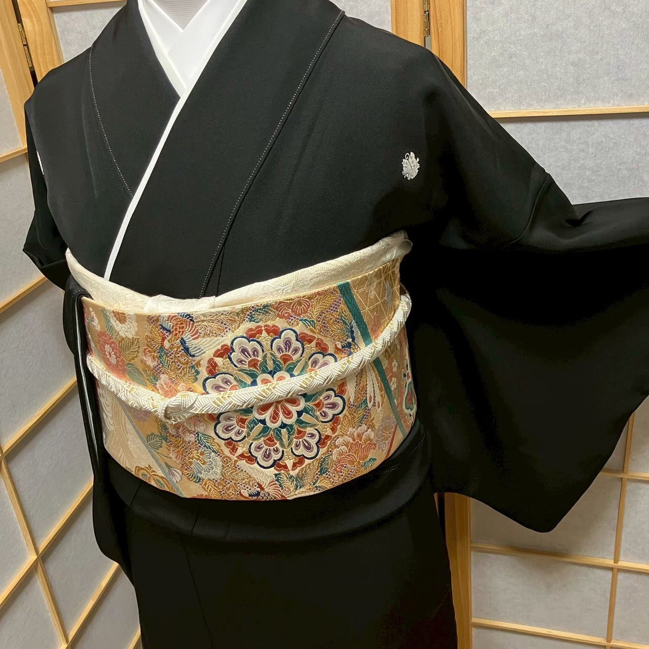8151# Japanese Tomesode Kimono Vintage Womens Silk Fabric Robe Kimono only sold